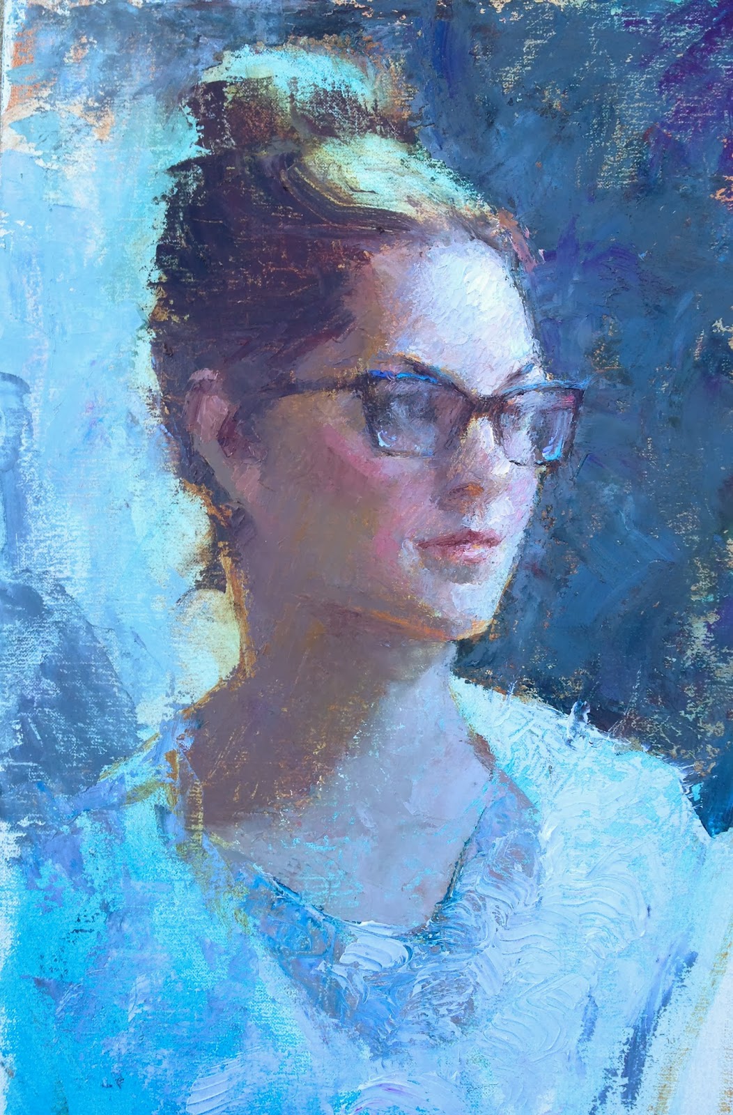 PORTRAIT PAINTING GOLD BY JOHANNA SPINKS Palette Knife Portrait Stages