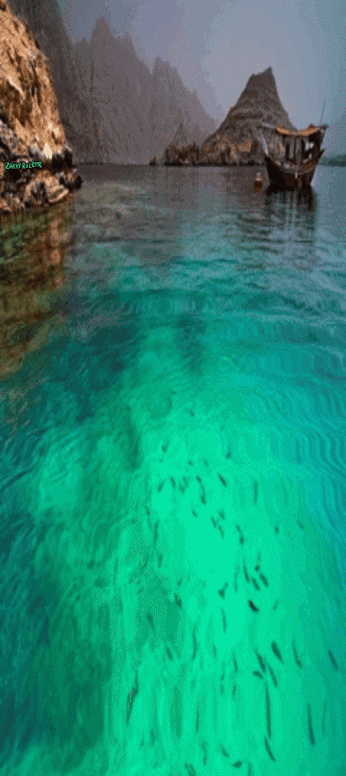 Gambar Animasi Bergerak Pemandangan Laut Air Terjun dan Gambar Animasi Bergerak Pemandangan Laut Air Terjun dan