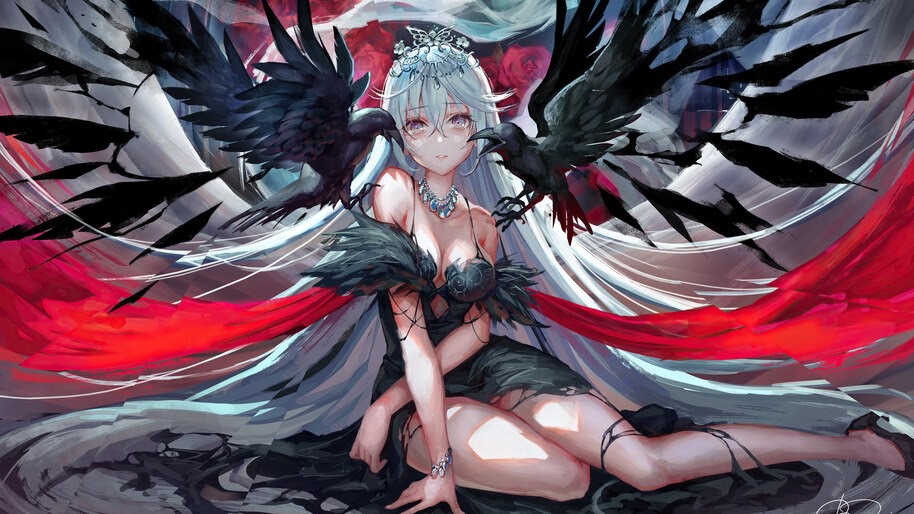 Fantasy, Anime, Girl, Crow, 4K, #4.2455