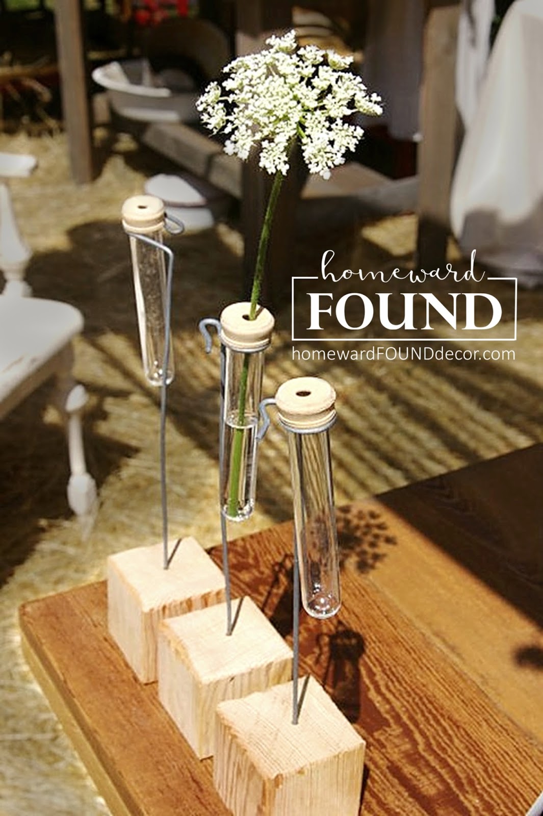 Test tube flower vase DIY, to use as party centerpiece - With Love