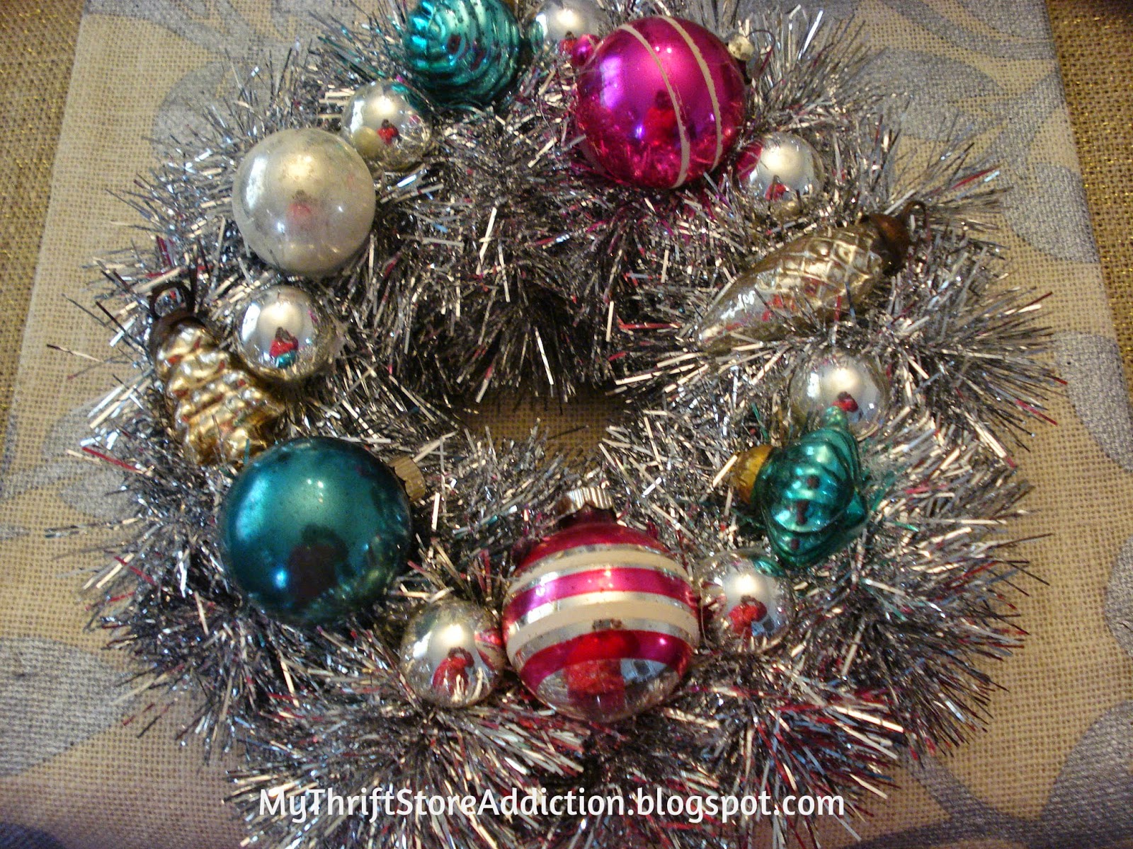DIY vintage ornament wreath