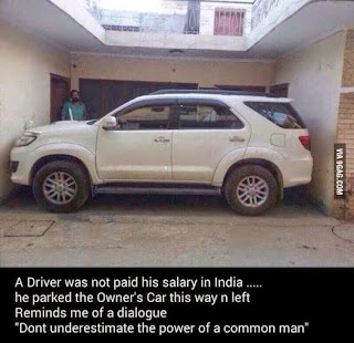 Amazingly parked car by an Indian driver