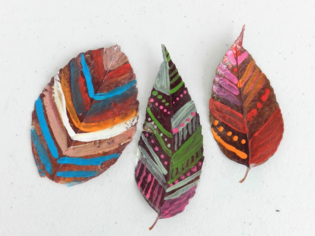 fall leaf crafts- painted leaves