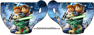 Star Wars Lego: Invitaciones para Imprimir Gratis Tarjeta con forma de taza de Star Wars Lego.
