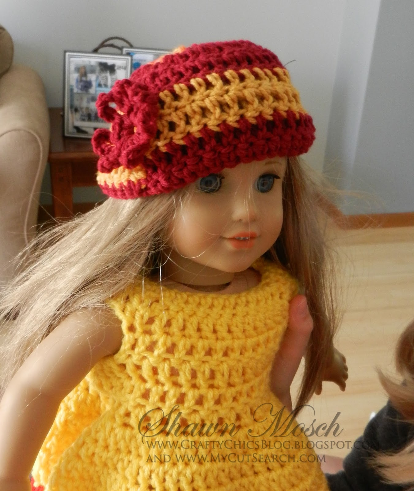 Crafty Chic's American Girl Doll Hat with Chain Loop Flower