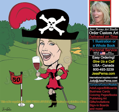 Woman Golfer Caricature 50th Birthday Invitation