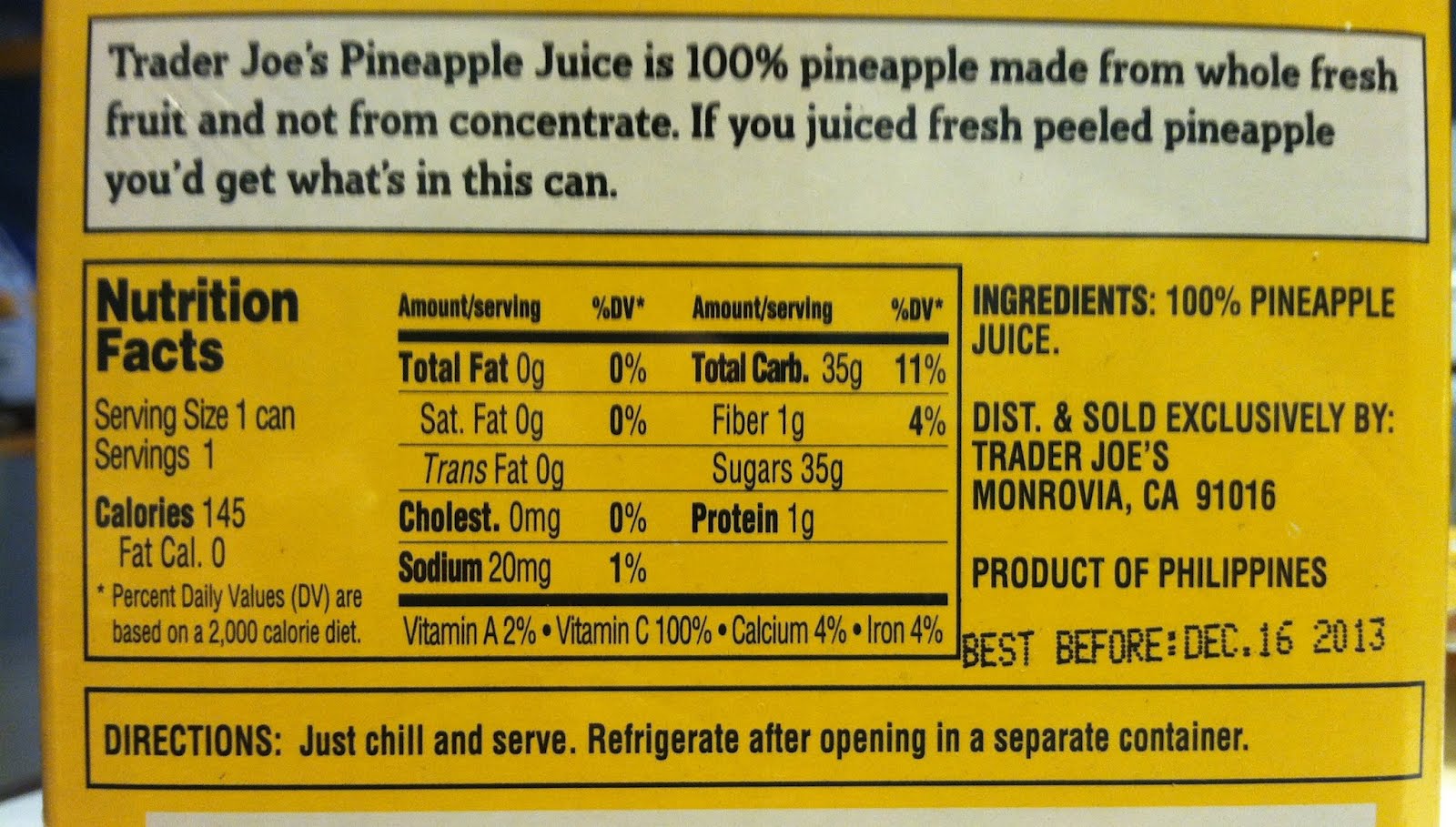 What's Good at Trader Joe's? Trader Joe's 100 Pineapple Juice