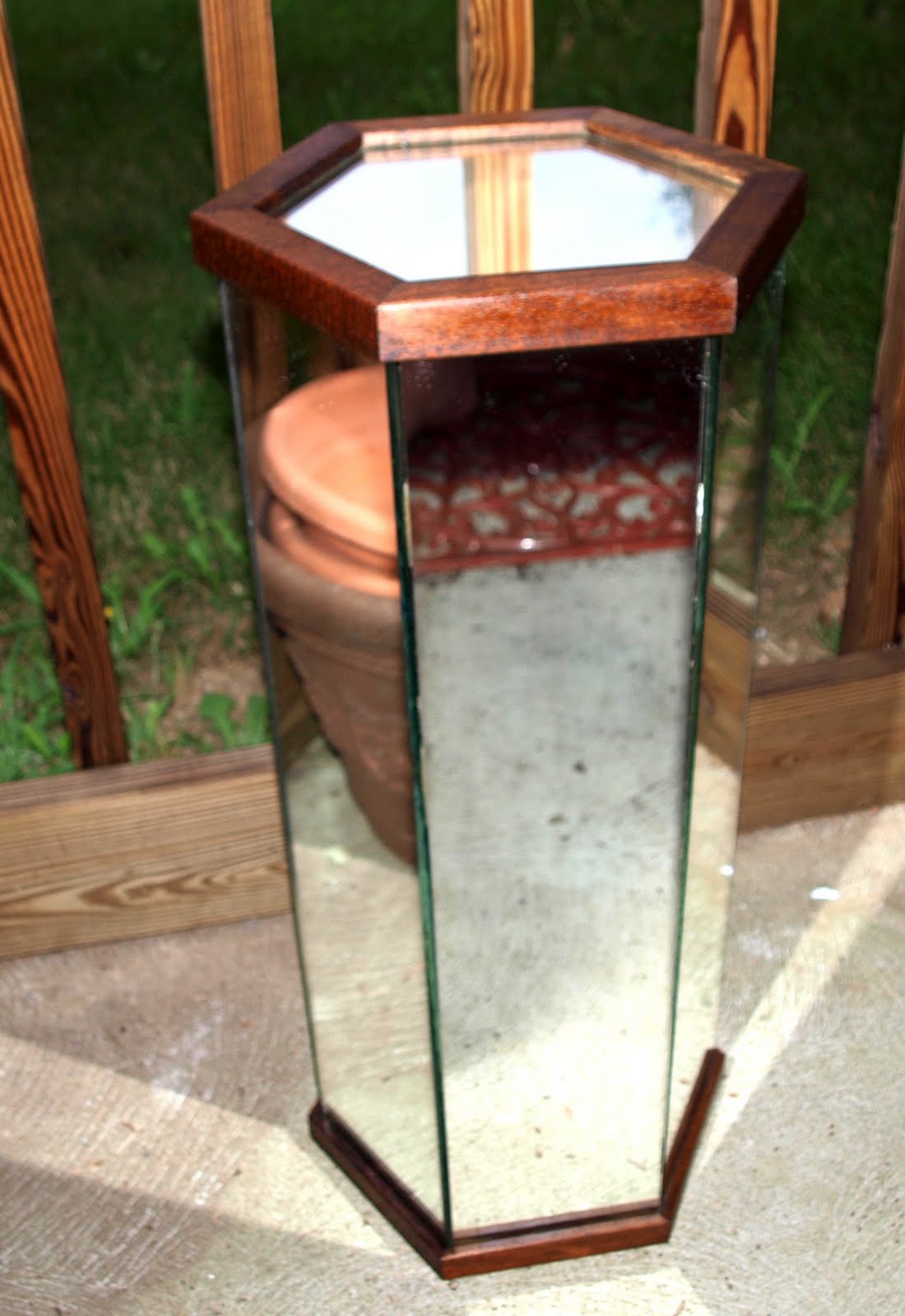 Funky Home Finds For Sale Mirrored 6Sided Hexagon Wood Trimmed Plant