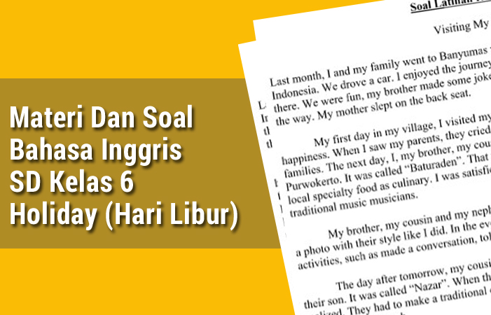 Materi Dan Soal Bahasa Inggris Kelas 6 Holiday Hari Libur Soal Bahasa Inggris