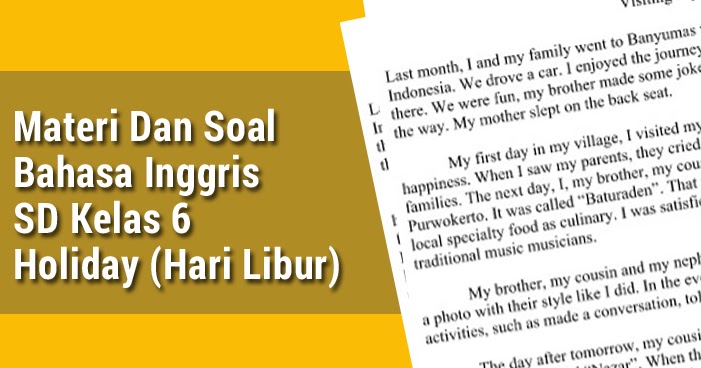 Materi Dan Soal Bahasa Inggris Kelas 6 Holiday Hari Libur Soal Bahasa Inggris