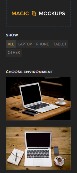 Choose any device (environment) for your mockup, from left sidebar