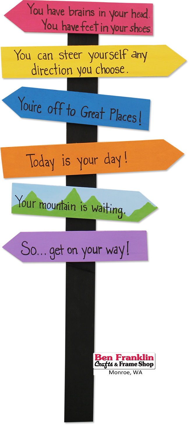 Ben Franklin Crafts and Frame Shop, Monroe, WA DIY Directional Sign