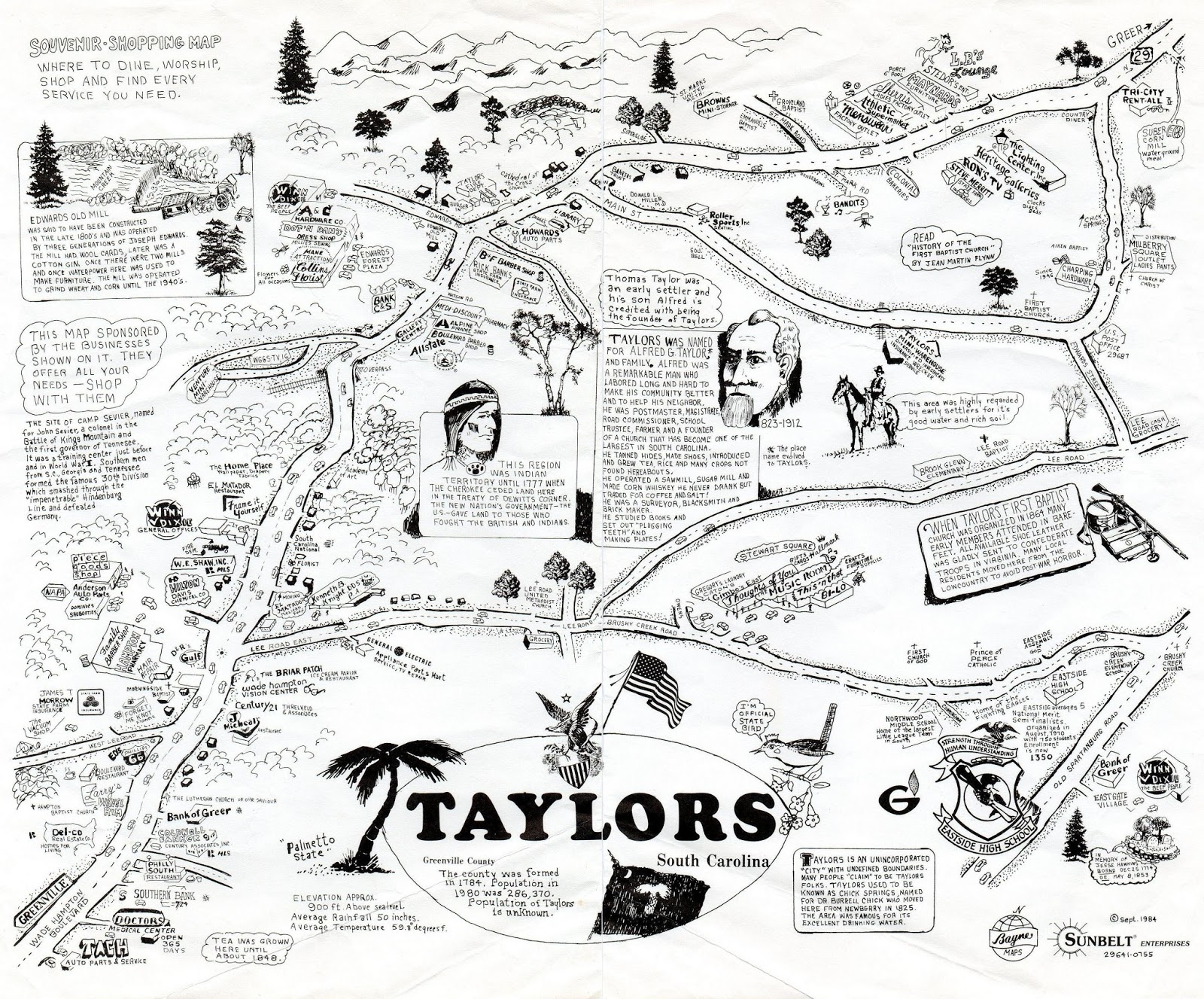 Bits and Pieces of My Life Taylors, South Carolina 1984 Shopping Map