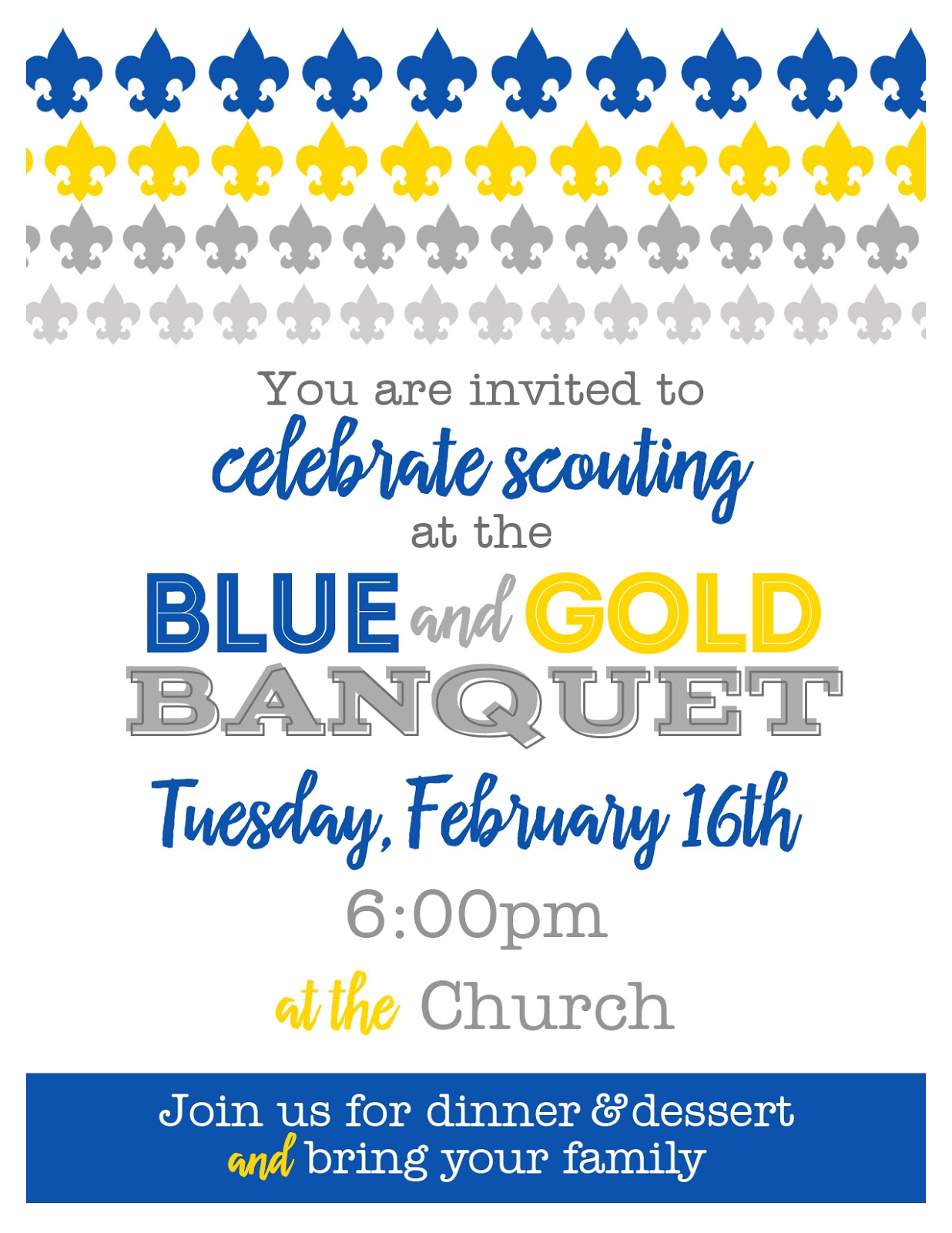 Kelli Nicholls Designs Cub Scout Blue And Gold Banquet Invitation