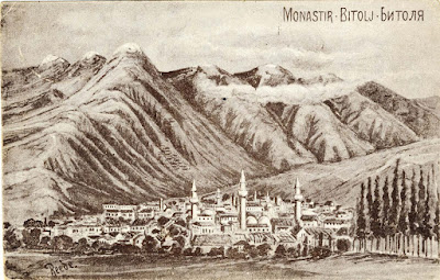Drawing of Bitola, postcard issued by Felix Grosser from Dresden Germany.