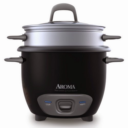 Aroma 6-Cup (Cooked) Pot Style Rice Cooker and Food Steamer, Black