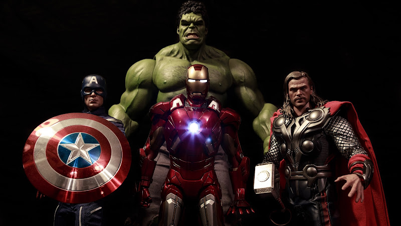The Avengers: Captain America, Iron Man, Thor and Hulk