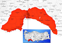 Antalya Aksu ilçesinin nerede olduğunu gösteren harita