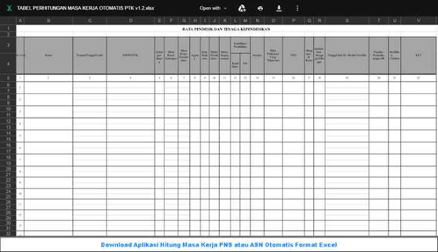 Aplikasi Hitung Masa Kerja PNS atau ASN Otomatis Format Excel Download Gratis Aplikasi Hitung Masa Kerja PNS atau ASN Otomatis Format Excel