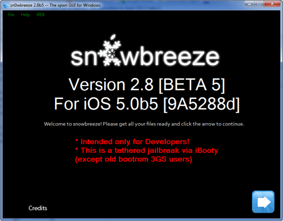 Jailbreak iOS 5 Beta 5 With Sn0wBreeze 2.8b5