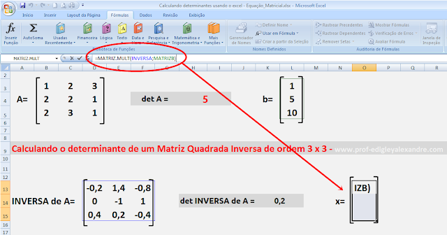 Resolvendo uma equação matricial usando o Excel
