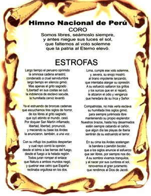 Himno Nacional del Perú Imagen con el Himno Nacional Peruano a color