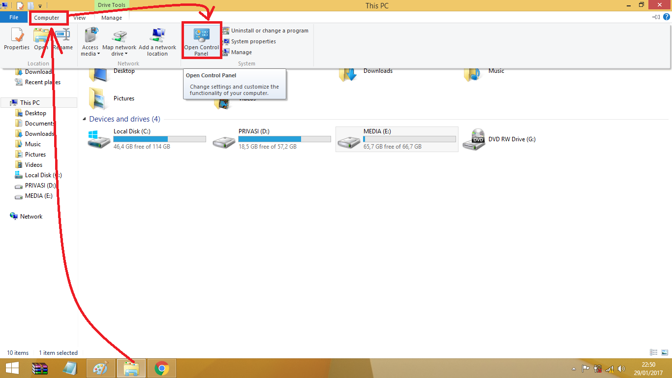Cara membuka Control Panel (Melalui File Explorer) Sepenuhnya