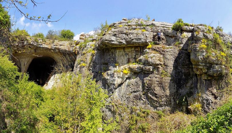 Prohodna is a karst cave Bulgaria, located in the Iskar Gorge near the village of Karlukovo in Lukovit Municipality, Lovech Province. The cave is known for the two eye-like holes in its ceiling, known as the Eyes of God or Oknata.