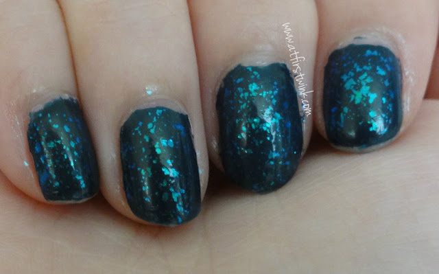 Dark navy blue flakies nails