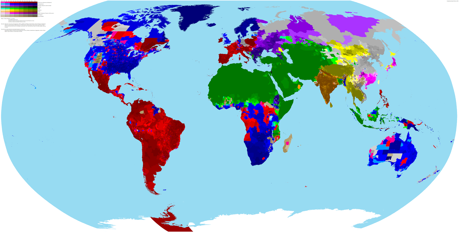 Peta Agama di Dunia Mana Yang Terbesar Penganutnya 