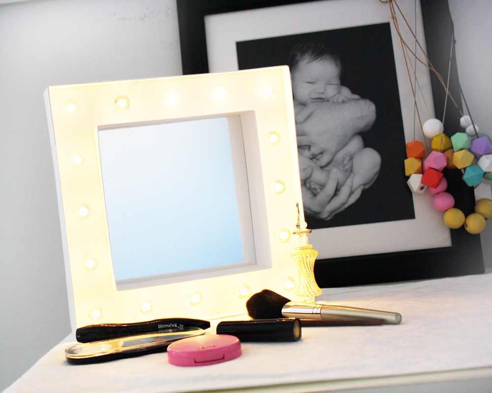 Glass Half Full Marquee Makeup Mirror Frame