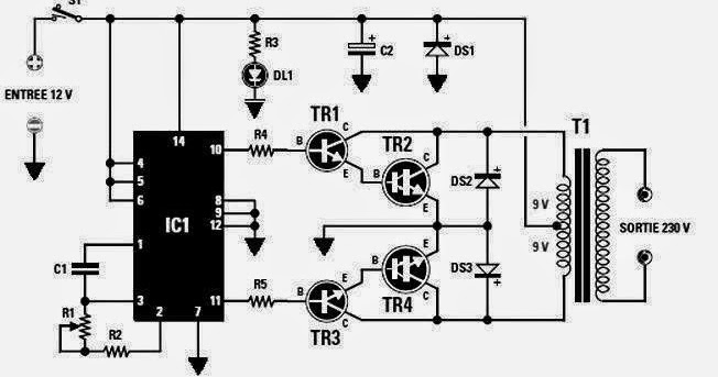 Converter 12 VDC to 230 VAC or Inverter circuit diagram ~ Electrical