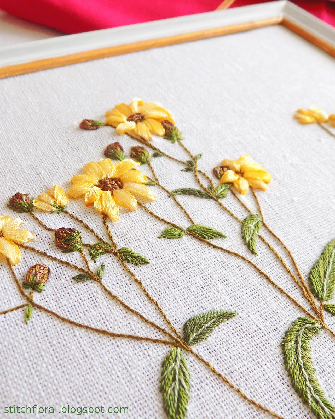 Coloring ribbon embroidery with watercolors: tutorial - Stitch Floral