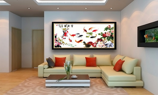 Trang trí phòng khách bằng tranh thêu Trang trí phòng khách bằng tranh thêu