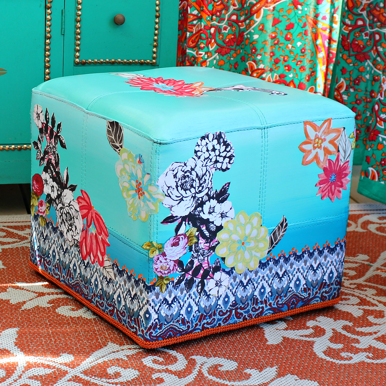 Mark Montano Painted Boho Ottoman DIY
