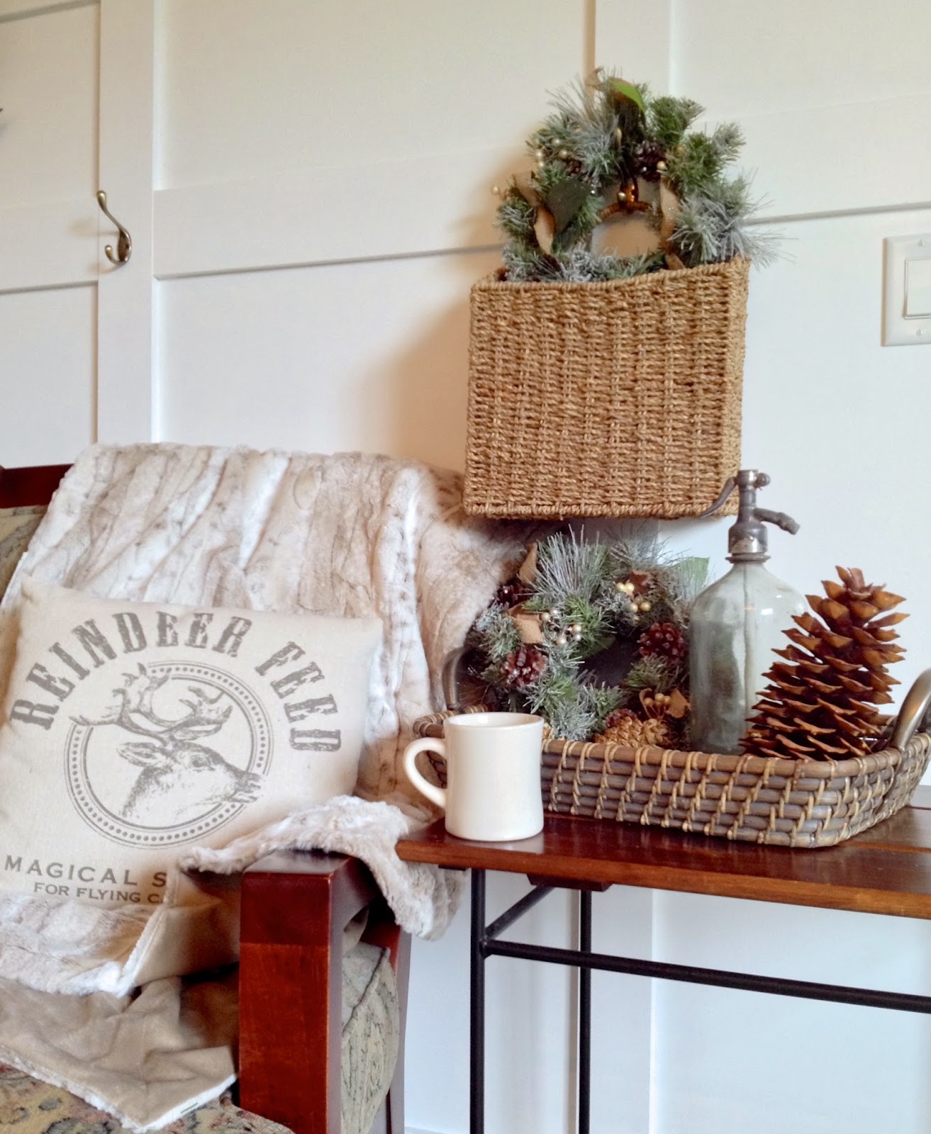 her lovely nest. after Christmas decorating for winter.