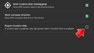 Off Require location data in setting Open camera for Android