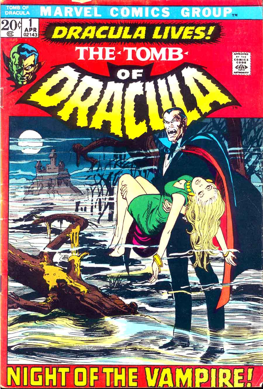 Tomb of Dracula #1 bronze age 1970s dc comic book cover art by Neal Adams / 1st issue