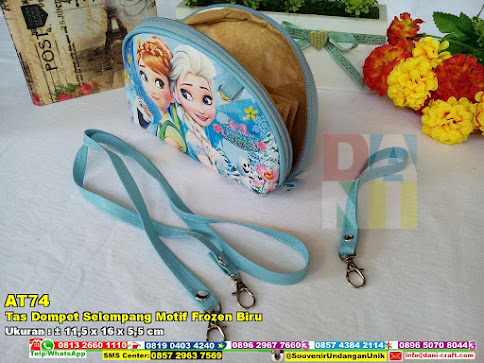 Tas Dompet Selempang Motif Frozen Biru