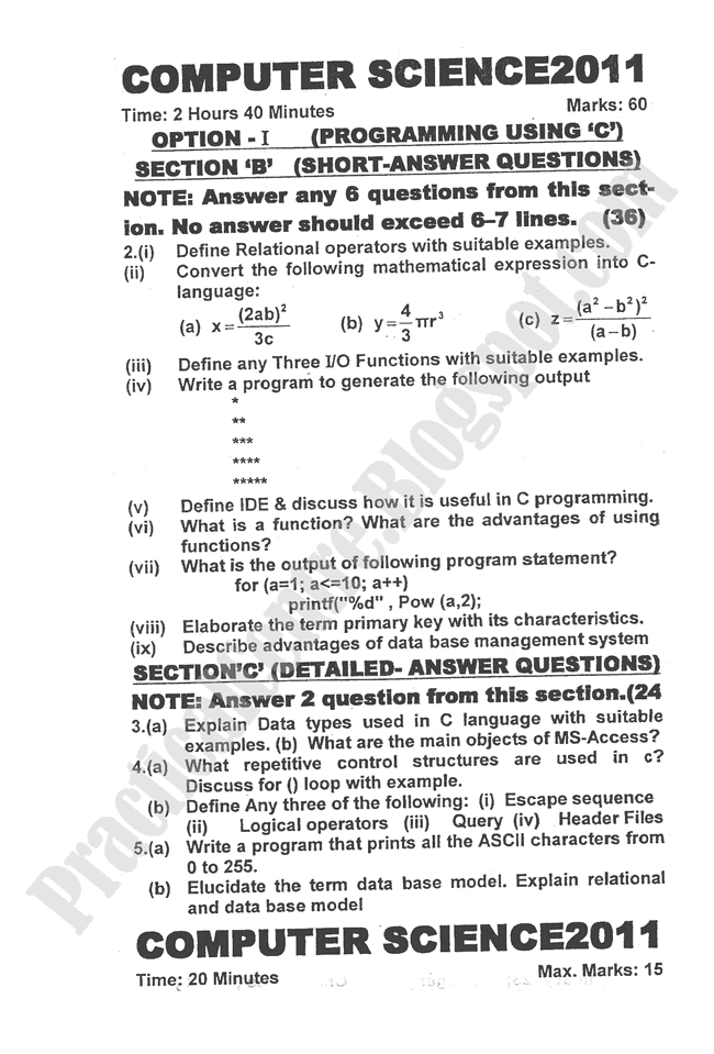 Computer-science-2011-five-year-paper-class-XII