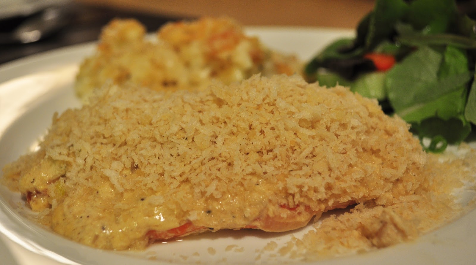 My Tiny Oven Pan Crisp Salmon with Dijon Cream and Garlic Breadcrumbs