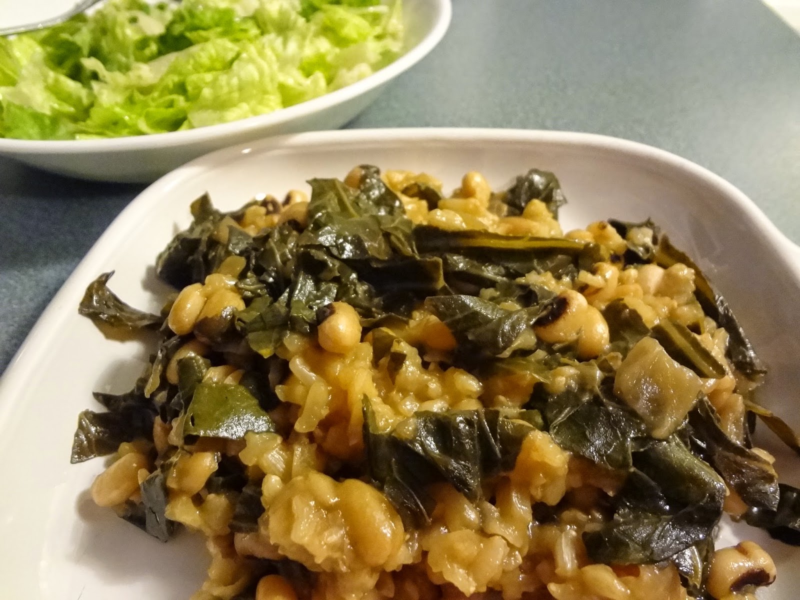 Just Veggin' Spicy Rice Bake with BlackEyed Peas and Collard Greens