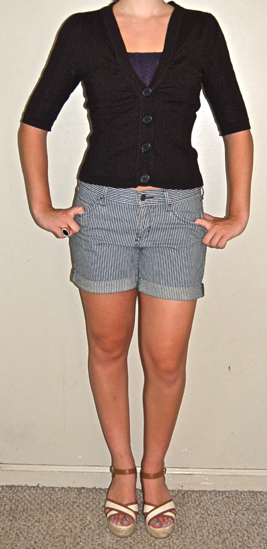 Fashionista Blue and white striped shorts done four ways!!