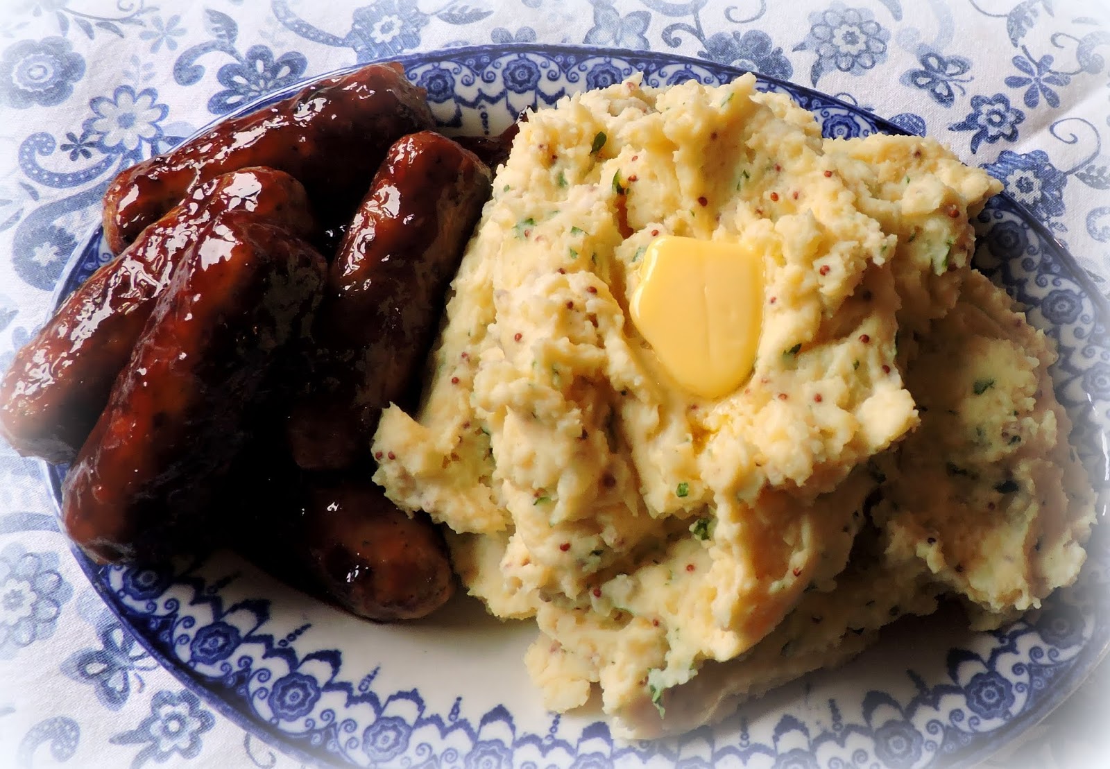Sticky Sausages with Cream & Mustard Mash The English Kitchen