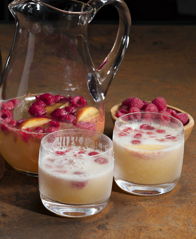 Raspberry Peach Prosecco Punch Pieces of a Mom