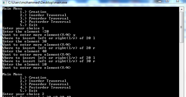 Programmers area c program to implement binary tree traversals 