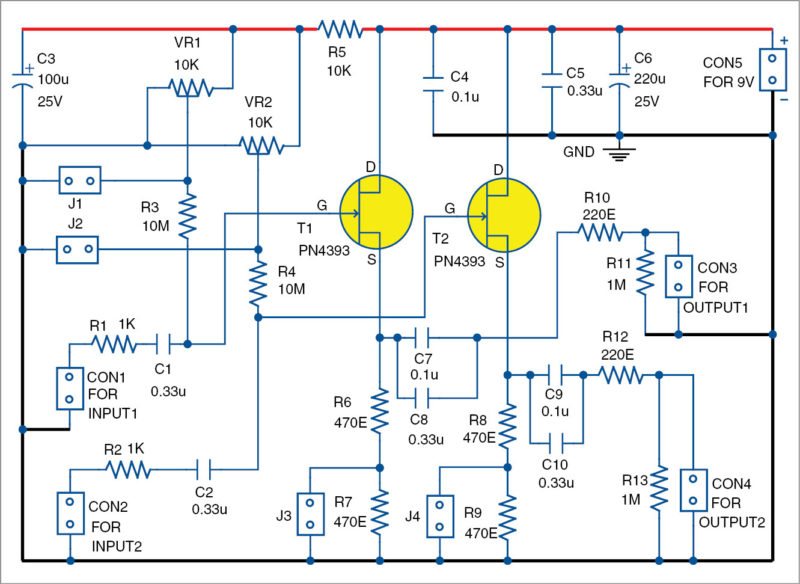 Dual-Channel Active AC Analogue Probe Circuit Diagram | Electronic