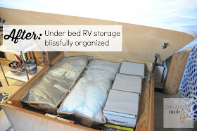 AFTER: Under bed RV storage blissfully organized