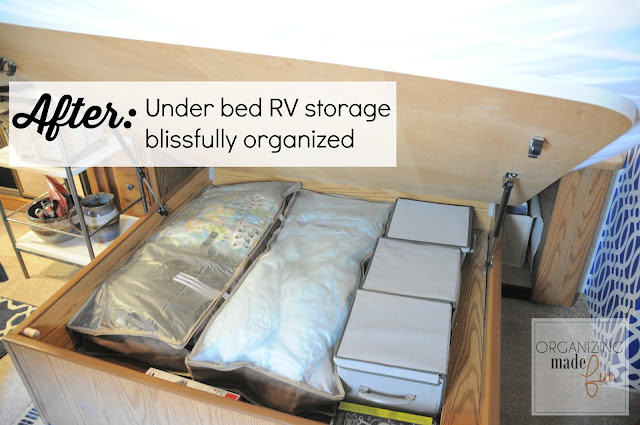 AFTER: Under bed RV storage blissfully organized