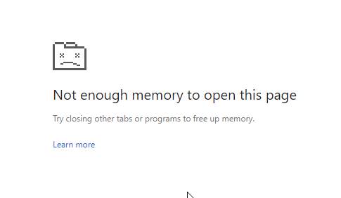 prevent not enough memory to open page prevent not enough memory to open page